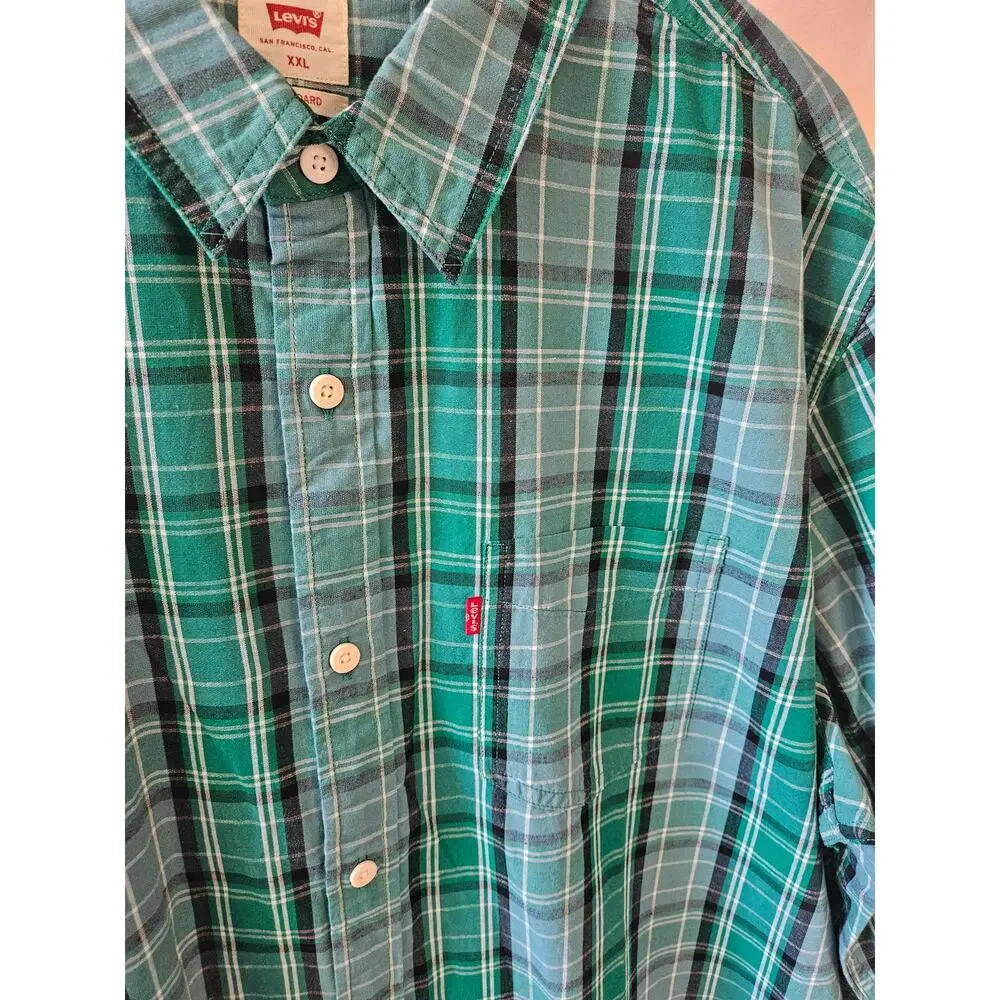 Levi's Long Sleeve Shirts Office Stripes Plaid Button Up Blue Green XXL Bundle